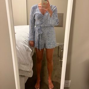 Blue and White Romper